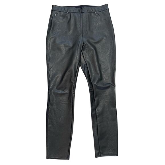 Spanx Faux Leather Ankle Skinny Leggings Black Shaping Control Women's Large - Picture 1 of 6